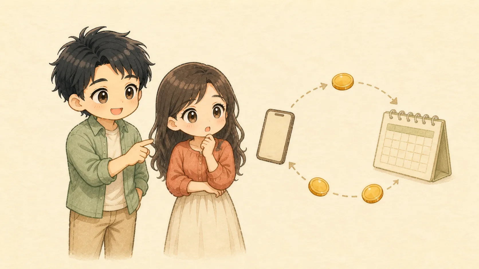 スマホからカレンダーへ支払いが静かに繰り返されることに気づくKとU