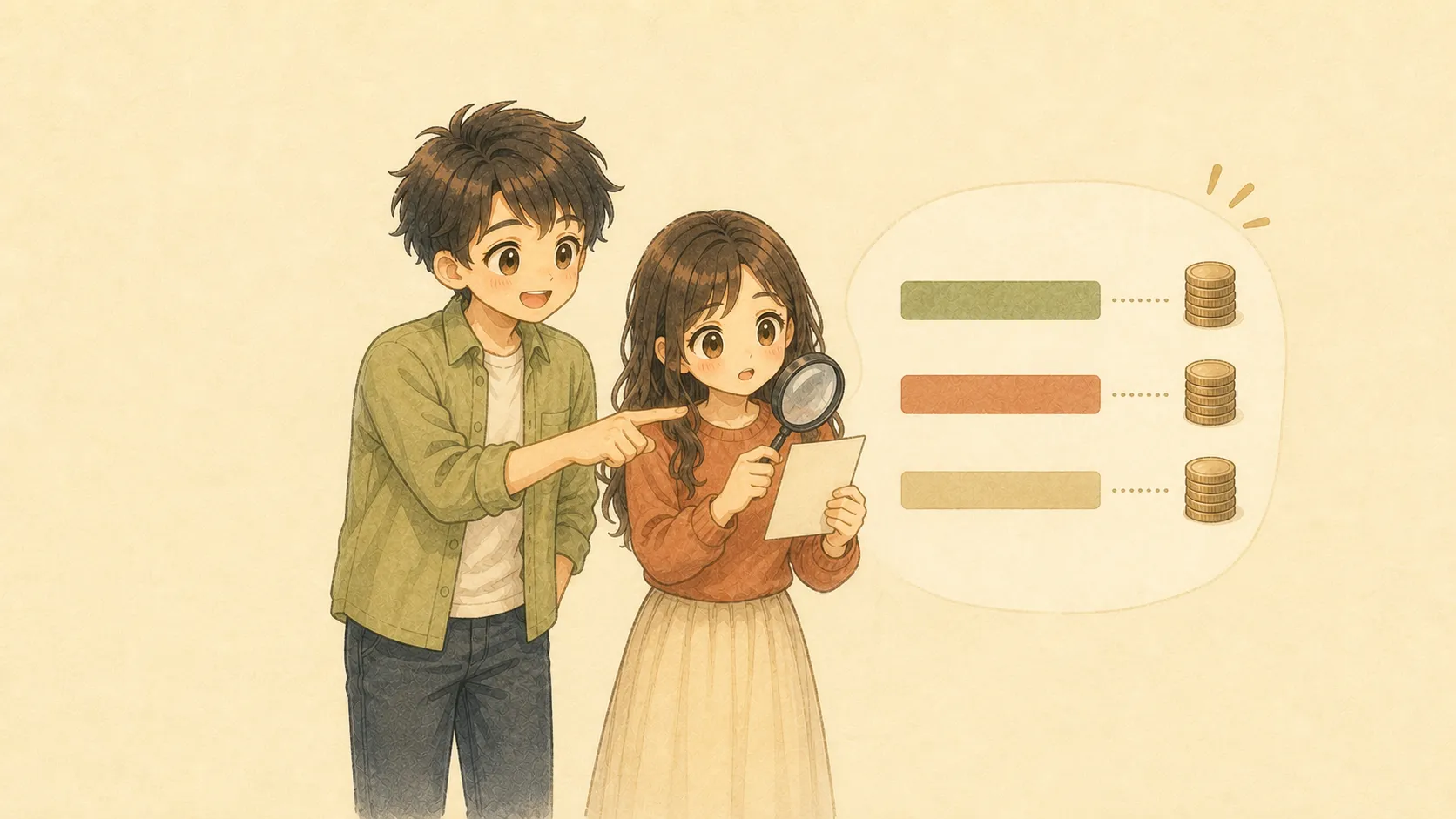 給与明細の差引項目をKとUが確認するイメージ