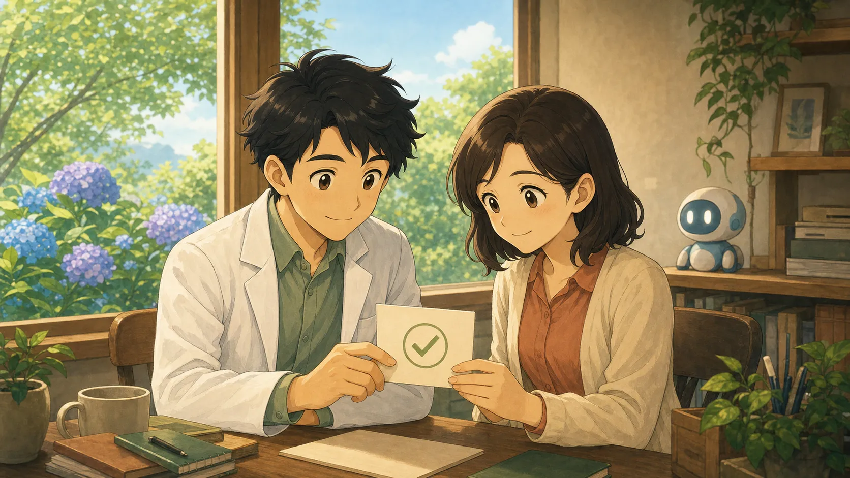 AIが作った結果を人が最終確認するイメージイラスト