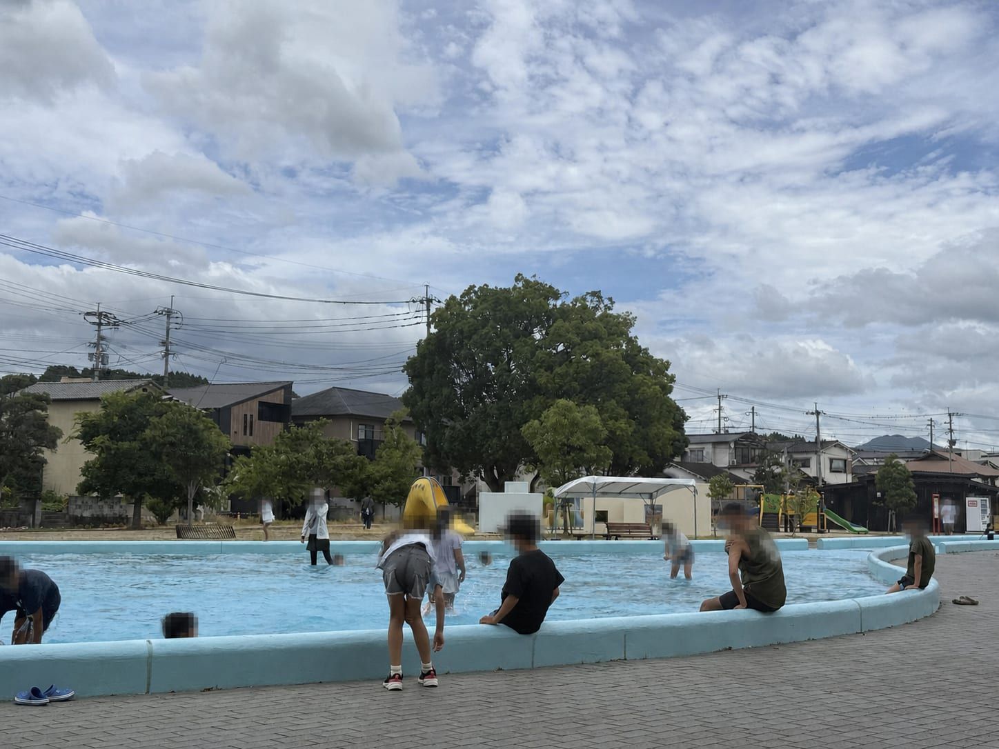 竹田公園にある夏の水遊び場