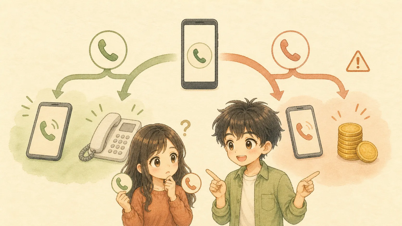 Rakuten Linkと標準電話アプリを使い分けるKとU