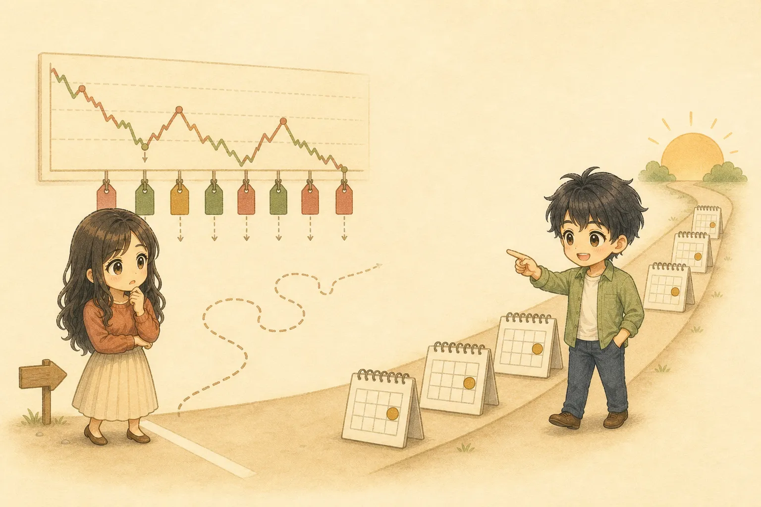 値下がりを待つうちに投資開始が遠ざかる様子