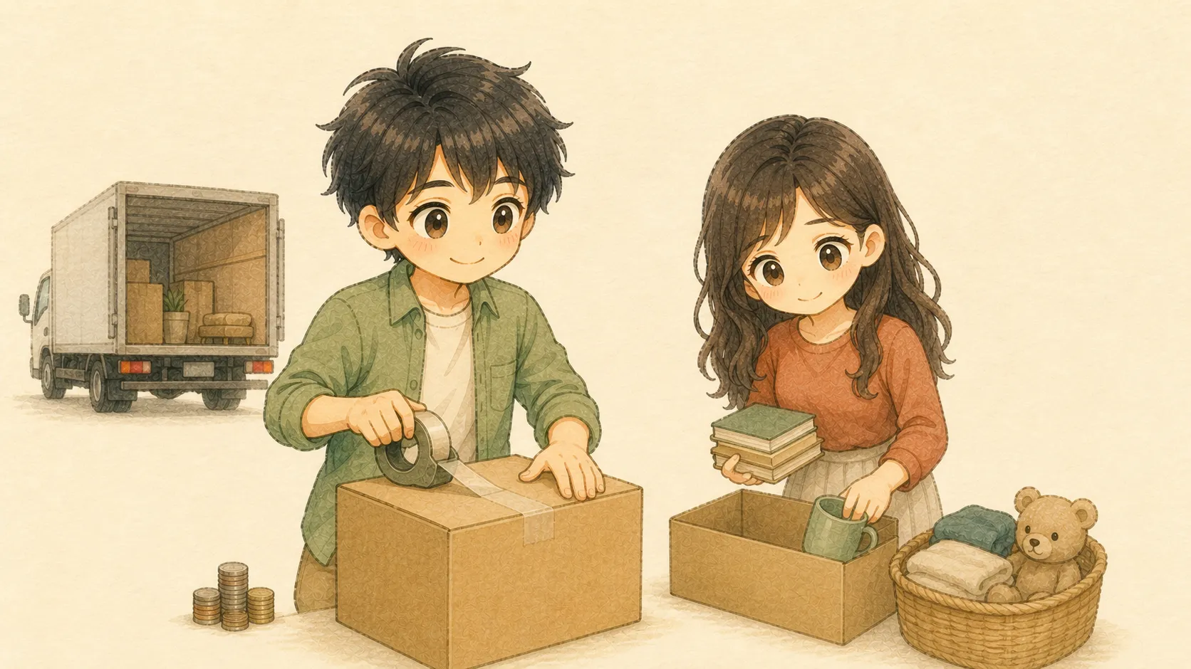 不要品を減らして自分で箱詰めするKとU
