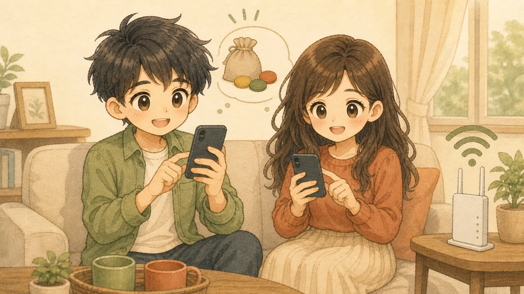 自宅Wi-Fiを使い外の通信量が少ないKとU