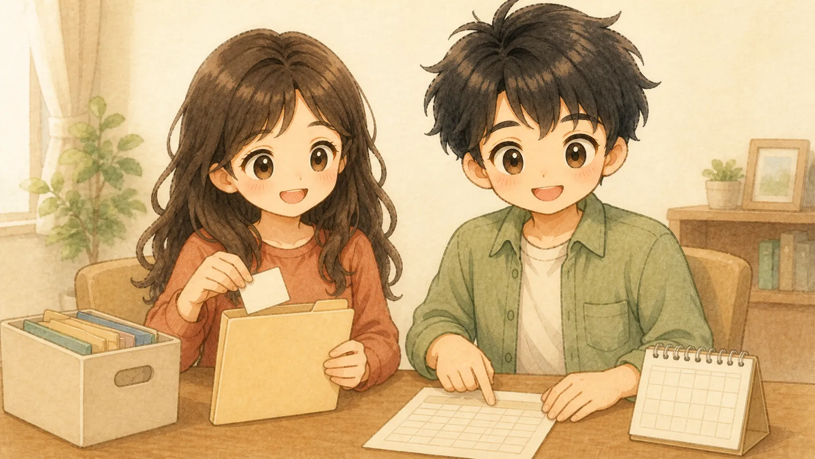 年金記録と初診日の資料を夫婦で整理するKとU