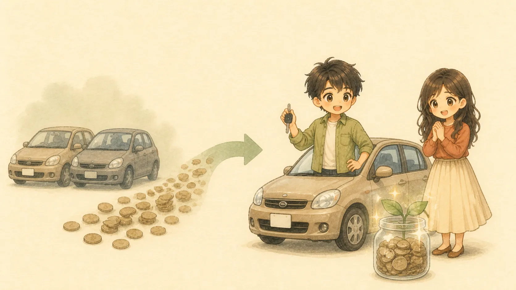 2台の車を1台に減らし家族で共有するKとU