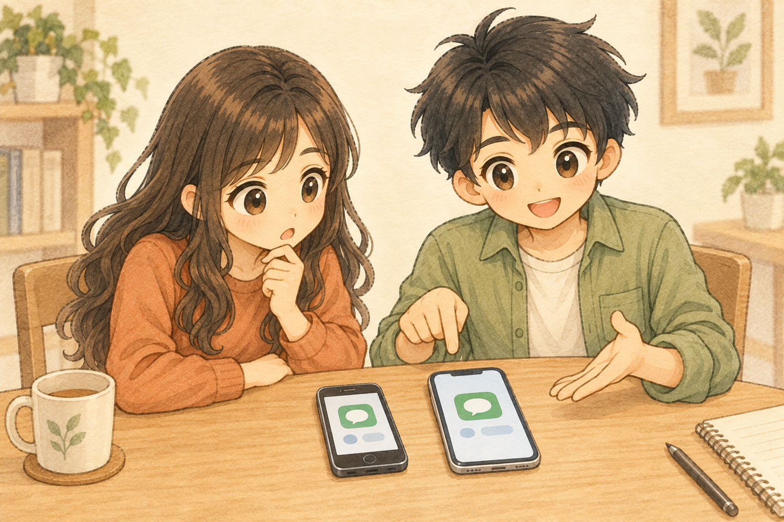 旧スマホと新スマホでLINEの引き継ぎを準備するKとU