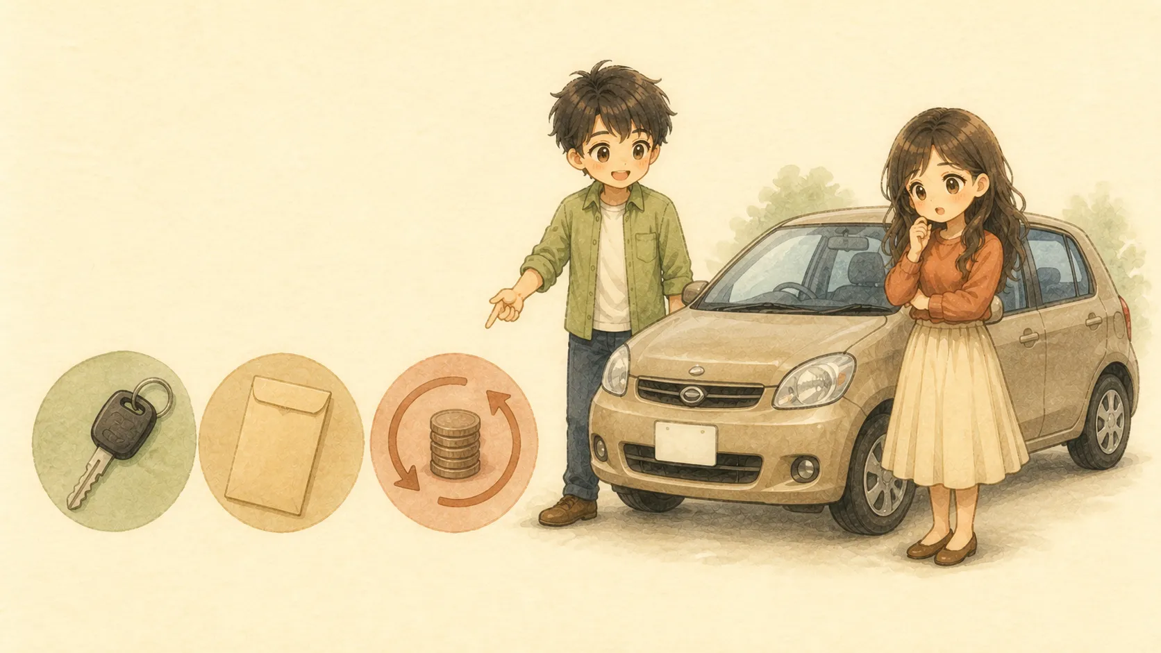 中古車、一括払い、売りやすさの3条件を確認するKとU
